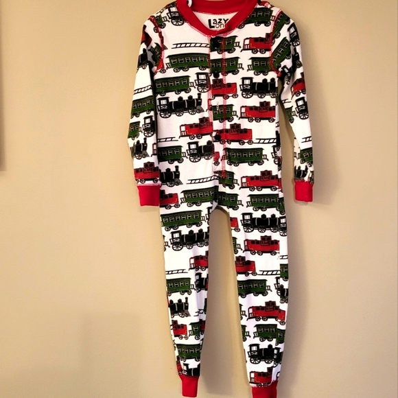 Lazy One snug fitting train print footless sleeper/footie - Picture 2 of 5
